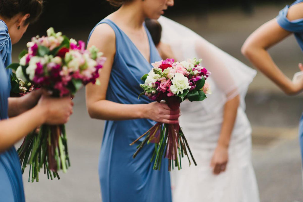 Blue Jersey Mismatched Long Charming Wedding Bridesmaid Dresses, BG51063 - Bubble Gown