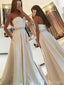 Sweetheart Light Champagne Lace Top Elegant Long Evening Prom Dress, BG51505