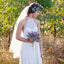 Cheap Open Back Halter Chiffon Lace Beach Simple Long Wedding Dresses, BG51599 - Bubble Gown