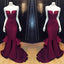 Burgundy Mermaid Elegant Cheap Long Prom Dresses, BG51172