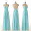 Blue V-neck Chiffon Floor-Length Wedding Party Dresses for Bridesmaid, BG51296 - Bubble Gown