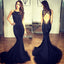 Open Back Black Mermaid Unique Sexy Long Prom Dress, BG51027