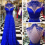 Beaded Gorgeous High Neck Roayl Blue Backless Long Prom Dress, BG51102 - Bubble Gown