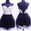 Black Sweetheart Lace Up Back Beaded Homecoming Dresses, BG51416