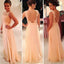 Lace Top Seen Through Back Cheap Prom Chiffon Long Bridesmaid Dress, BG51361 - Bubble Gown