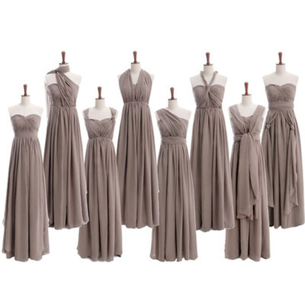 Convertible Chiffon Gray Online Cheap Long Bridesmaid Dresses, BG51288 - Bubble Gown
