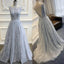 Elegant Low Back Tulle Applique Long Affordable Evening Prom Dresses, BG51542 - Bubble Gown