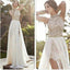 Backless Sexy High Neck Side Slit Ivory Lace Long Prom Dresses, BG51160