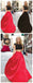 Long Two Pieces Cap Sleeve Red and Black Lace Prom Dresses, BG51140