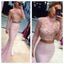 Two Pieces Lace Mermaid Long Sleeves High Neck Long Prom Dress, BG51237