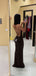 Simple Black Mermaid Spaghetti Straps Long Evening Prom Dresses, Custom High Slit Prom Dresses, BGS0006