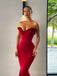 Mermaid Red Satin Sweet Heart Long Evening Prom Dresses, Custom Prom Dresses, BGS0015