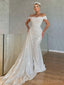 Off Shoulder White Sequins Long Evening Prom Dresses, Custom Side Slit Prom Dresses, BGS0039