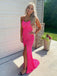 Spaghetti Straps Hot Pink Sequins Bateau Long Evening Prom Dresses, Custom Mermaid Prom Dresses, BGS0057