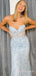Mermaid Dusty Blue Tulle Appliques Strapless Long Evening Prom Dresses, Custom Prom Dresses, BGS0060