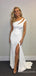 One Shoulder Mermaid Long Evening Prom Dresses, Custom Side Slit Prom Dress, BGS0071