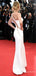 One Shoulder Ivory Mermaid Long Evening Prom Dresses, Custom High Slit Prom Dress, BGS0102