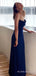 Navy Blue Satin Spaghetti Straps Long Evening Prom Dresses, Custom Prom Dress, BGS0163