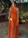 Simple One Shoulder Burnt Orange Long Evening Prom Dresses, Custom Prom Dress, BGS0177