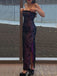 Black Tulle Mermaid Strapless Side Slit Long Evening Prom Dresses, Custom Prom Dress, BGS0174