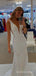 Simple White Sequin Deep V-neck Mermaid Long Evening Prom Dresses, Custom Prom Dress, BGS0180