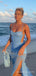 Unique Sky Blue Chiffon Mermaid Long Evening Prom Dresses, Custom Spaghetti Straps Prom Dress, BGS0207