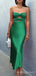 Sweet Heart Green Satin Mermaid Strapless Long Evening Prom Dresses, Custom Prom Dress, BGS0215