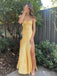 Simple Gold Satin Mermaid Sweet Heart Long Evening Prom Dresses, Custom Side Slit Prom Dress, BGS0219