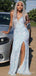 Morden Sparkly v-neck Long Sequins Evening Prom Dresses, Custom Spaghetti Straps Prom Dresses, BGS0235