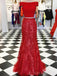 Two Pieces Mermaid Off Shoulder Long Evening Prom Dresses, Custom Prom Dress, BGS0133