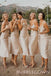 Spaghetti Straps Cowl Neck Tea-Length Champagne Long Bridesmaid Dresses for Wedding Party, BN1001