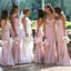 Sweetheart Pink Satin Mermaid Long Mermaid Bridesmaid Dresses , BN1014