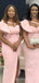 Mermaid Pink Side Slit Long A-line Bridesmaid Dresses , BN1043