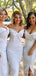 Off Shoulder Pink Satin Long Mermaid Bridesmaid Dresses , BN1080