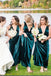 Dark Green Velvet Long V-neck Bridesmaid Dresses, BN1106