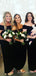 Off Shoulder Black Velvet Long Bridesmaid Dresses, BN1107