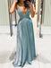 V Neck Fashion Sparkle Evening A-Line Long Prom Dresses, MR7006
