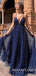 A-Line V Neck Sparkly Long Evening Prom Dresses, MR7030