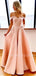 Sex Off Shoulder A-Line Satin Long Evening Prom Dresses, Long Custom Party prom dresses, MR7151