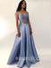Two Pieces A-Line Spaghetti Straps Lace Long Evening Prom Dresses, MR7174