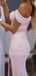 Pink Sequin Sexy Off Shoulder Side Slit Long Evening Prom Dresses, Cheap Custom Prom Dresses, MR7233