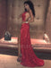 Red Sequin Mermaid Sparkly Backless Long Evening Prom Dresses, Cheap Custom Prom Dresses, MR7355