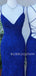 Copy of Dark Blue Lace Spaghetti Straps V Neck Mermaid Long Evening Prom Dresses, Cheap Custom Prom Dresses, MR7427