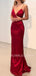 Sexy Spaghetti Straps Burgundy Satin Mermaid Long Evening Prom Dresses, Cheap Custom Prom Dresses, MR7460