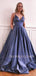 Deep V Neck A-Line Sparkly Backless Long Evening Prom Dresses, Cheap Custom Dresses,MR7484