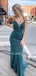 Mermaid Spaghetti Straps V Neck Long Evening Prom Dresses, Cheap Custom Prom Dress, MR7594