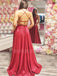 Deep V Ncek Sparkle A-Line Red Long Evening Prom Dresses, MR7598