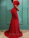 One shoulder Burgundy Sequin Mermaid Long Evening Prom Dresses, Cheap Custom Prom Dresses, MR7771