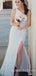 One Shoulder Gold Sequin Long Mermaid Evening Prom Dresses, Cheap Custom Prom Dresses, MR7794