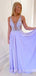 Lavender Chiffon A-line Appliques Long Evening Prom Dresses, Cheap Custom Prom Dresses, MR7799